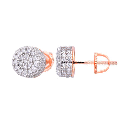 Sterling Silver Round Moissanite Cluster Designer Stud Earrings 7/8 Ctw