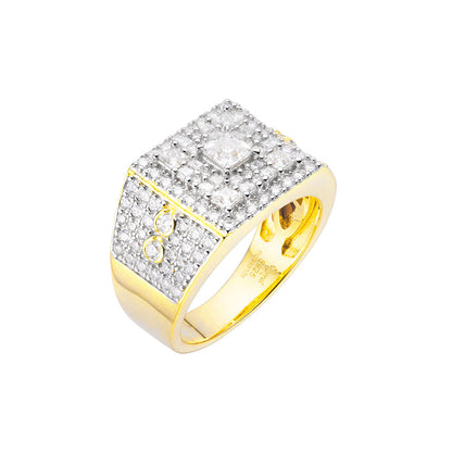 Sterling Silver Round Baguette Moissanite Square Shape Designer Size 9 Men Ring 2-3/8 Ctw