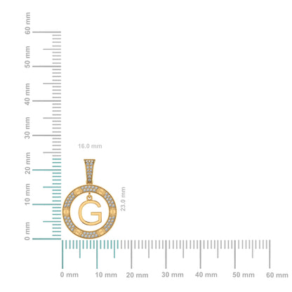10K Yellow Gold Round Diamond G Letter Initial Pendant 1/5 Ctw