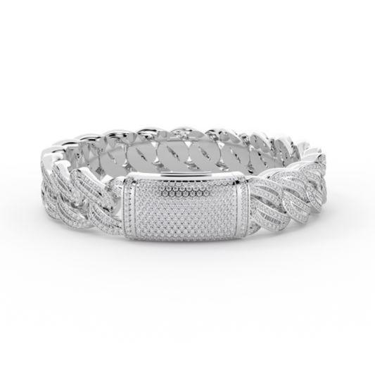 10K White Gold Tw Cuban Baguette Bracelet 8.5Inches  9-1/2 Ctw