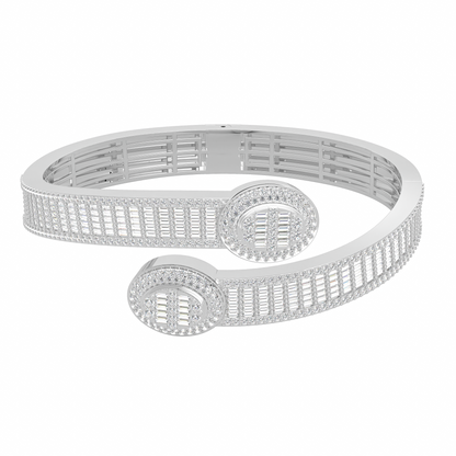 10K White Gold Tw Baguette Bangle Bracelet  5-1/2 Ctw