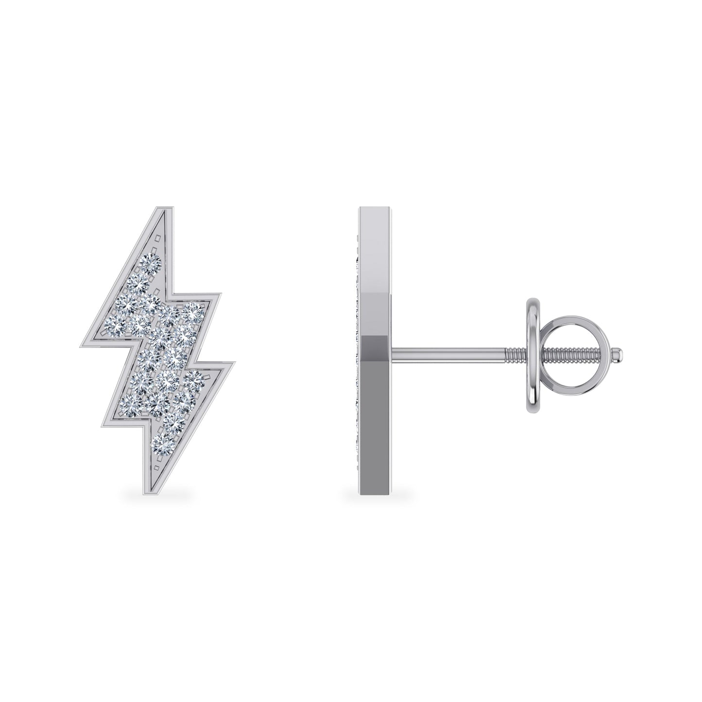 10K White Gold Flash Designer Earrings 1/8 Ctw