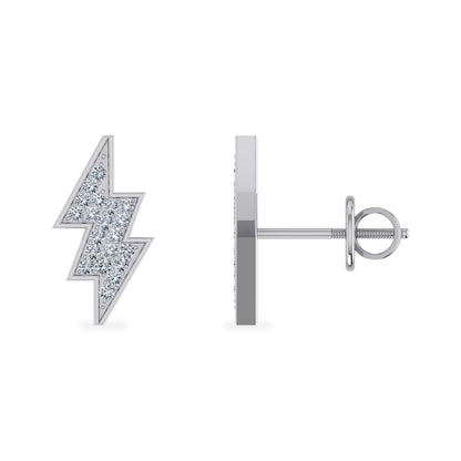 10K White Gold Flash Designer Earrings 1/8 Ctw