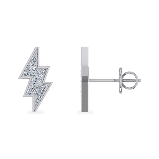 10K White Gold Flash Designer Earrings 1/8 Ctw