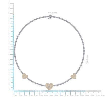 10K Yellow White two tone Gold Round Diamond Heart Designer 18 Inch Necklace 2-7/8 Ctw