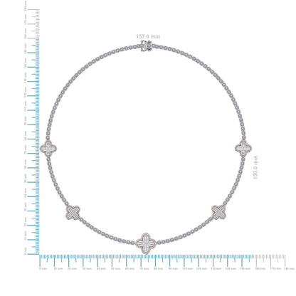 10K Rose White Two Tone Round Baguette Diamond Designer 18 Inch Necklace 2-1/5 Ctw