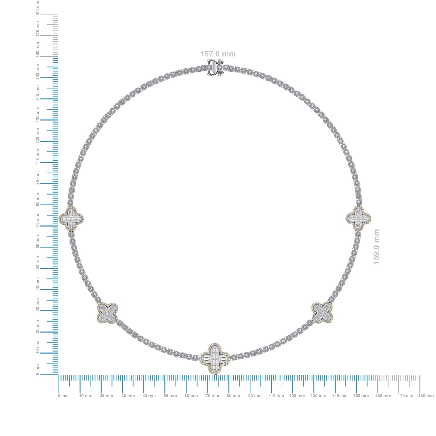 10K Yellow White Two Tone Round Baguette Diamond Designer 18 Inch Necklace 2-1/5 Ctw