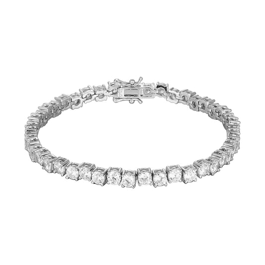 Sterling Silver Cubic Zirconia 4 Prong Tennis 7.5 Inch WoMen Bracelet
