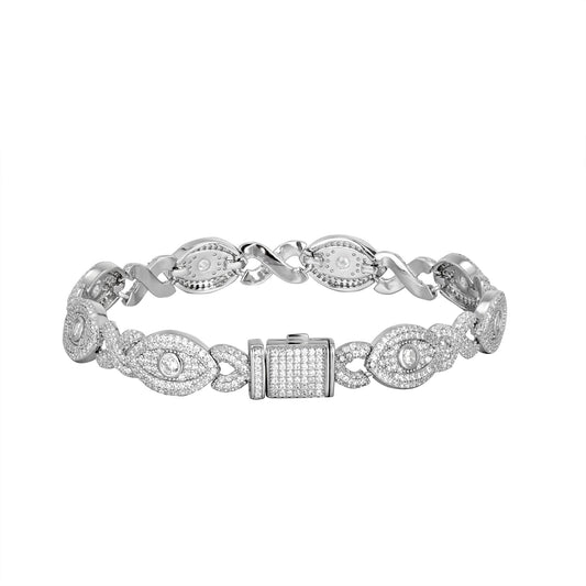 Sterling Silver Round Cubic Zirconia 8 Inch Designer Infinity Bracelet